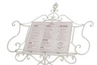 Biscottini Leggio da terra in ferro battuto pieno finitura bianca anticata L85xPR50xH140 cm