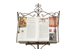 Biscottini Leggio da terra in ferro battuto pieno finitura ruggine anticata L46xPR32xH139 cm