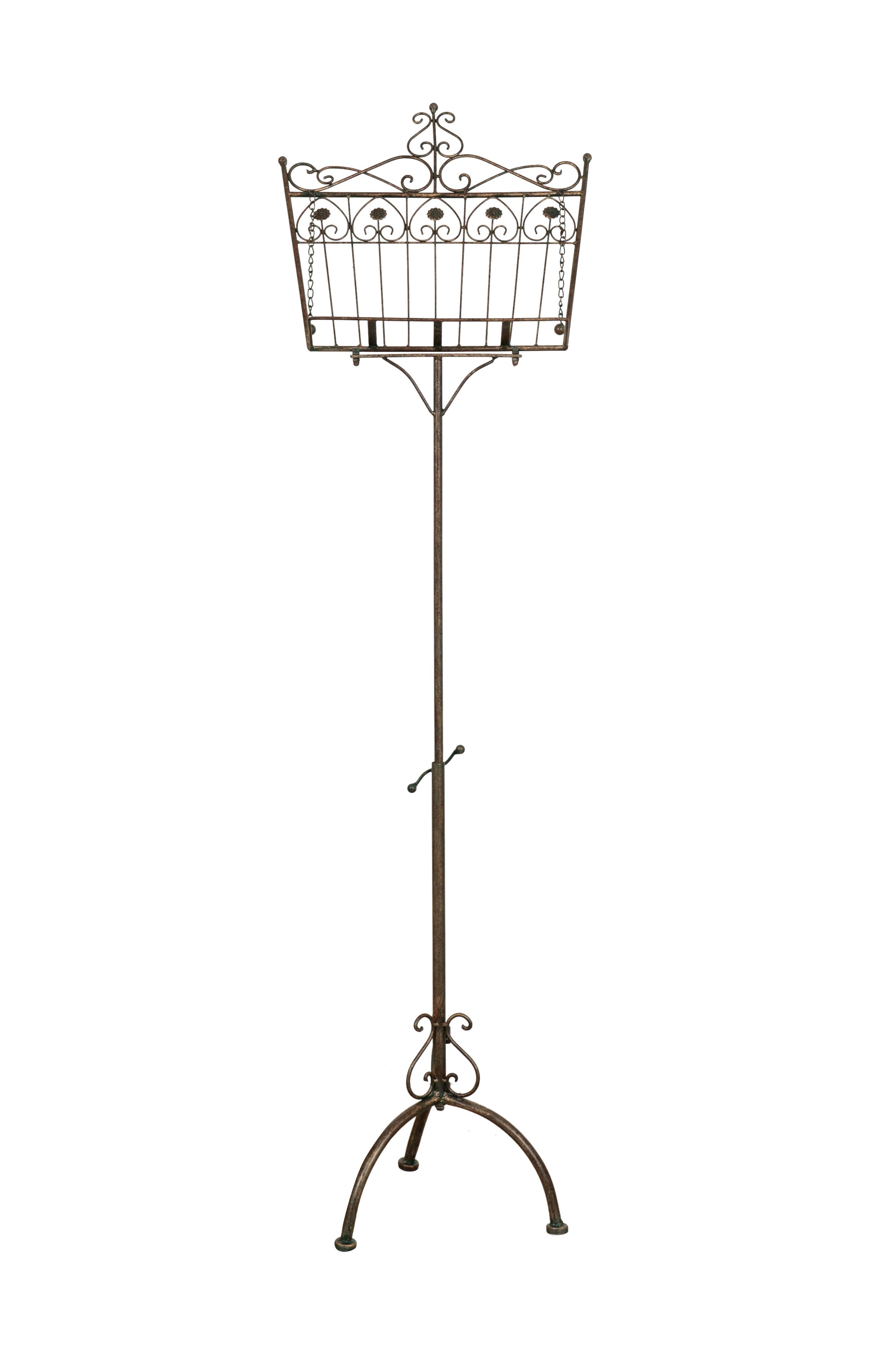 Biscottini Leggio da terra in ferro battuto pieno finitura ruggine anticata L46xPR32xH139 cm