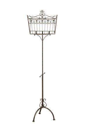 Biscottini Leggio da terra in ferro battuto pieno finitura ruggine anticata L46xPR32xH139 cm