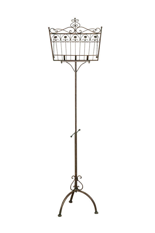 Biscottini Leggio da terra in ferro battuto pieno finitura ruggine anticata L46xPR32xH139 cm