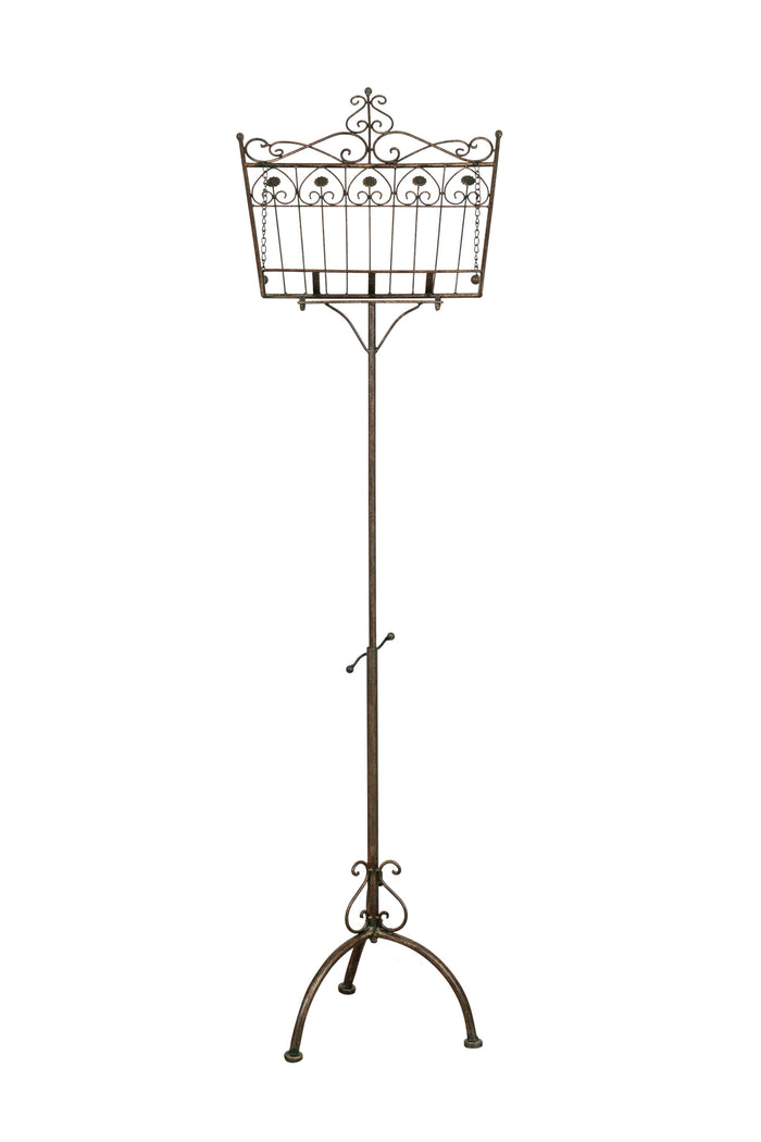 Biscottini Leggio da terra in ferro battuto pieno finitura ruggine anticata L46xPR32xH139 cm