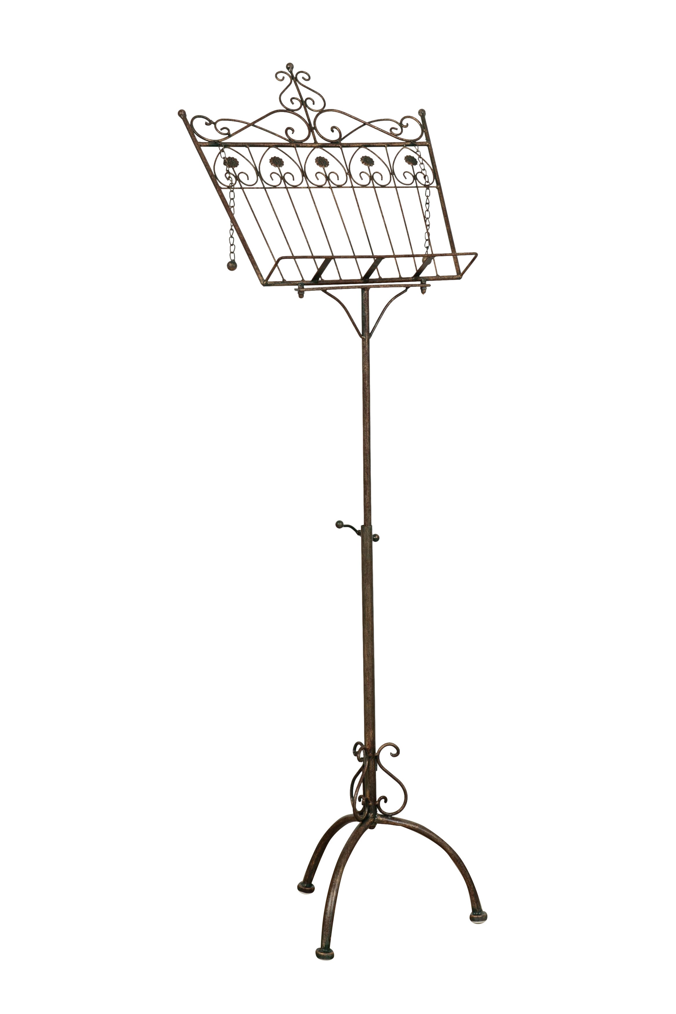 Biscottini Leggio da terra in ferro battuto pieno finitura ruggine anticata L46xPR32xH139 cm