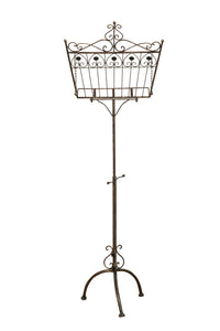 Biscottini Leggio da terra in ferro battuto pieno finitura ruggine anticata L46xPR32xH139 cm