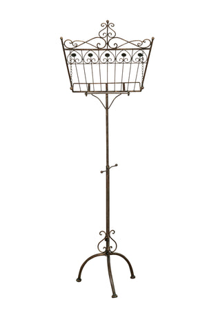 Biscottini Leggio da terra in ferro battuto pieno finitura ruggine anticata L46xPR32xH139 cm