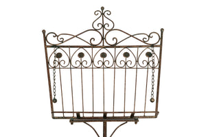 Biscottini Leggio da terra in ferro battuto pieno finitura ruggine anticata L46xPR32xH139 cm