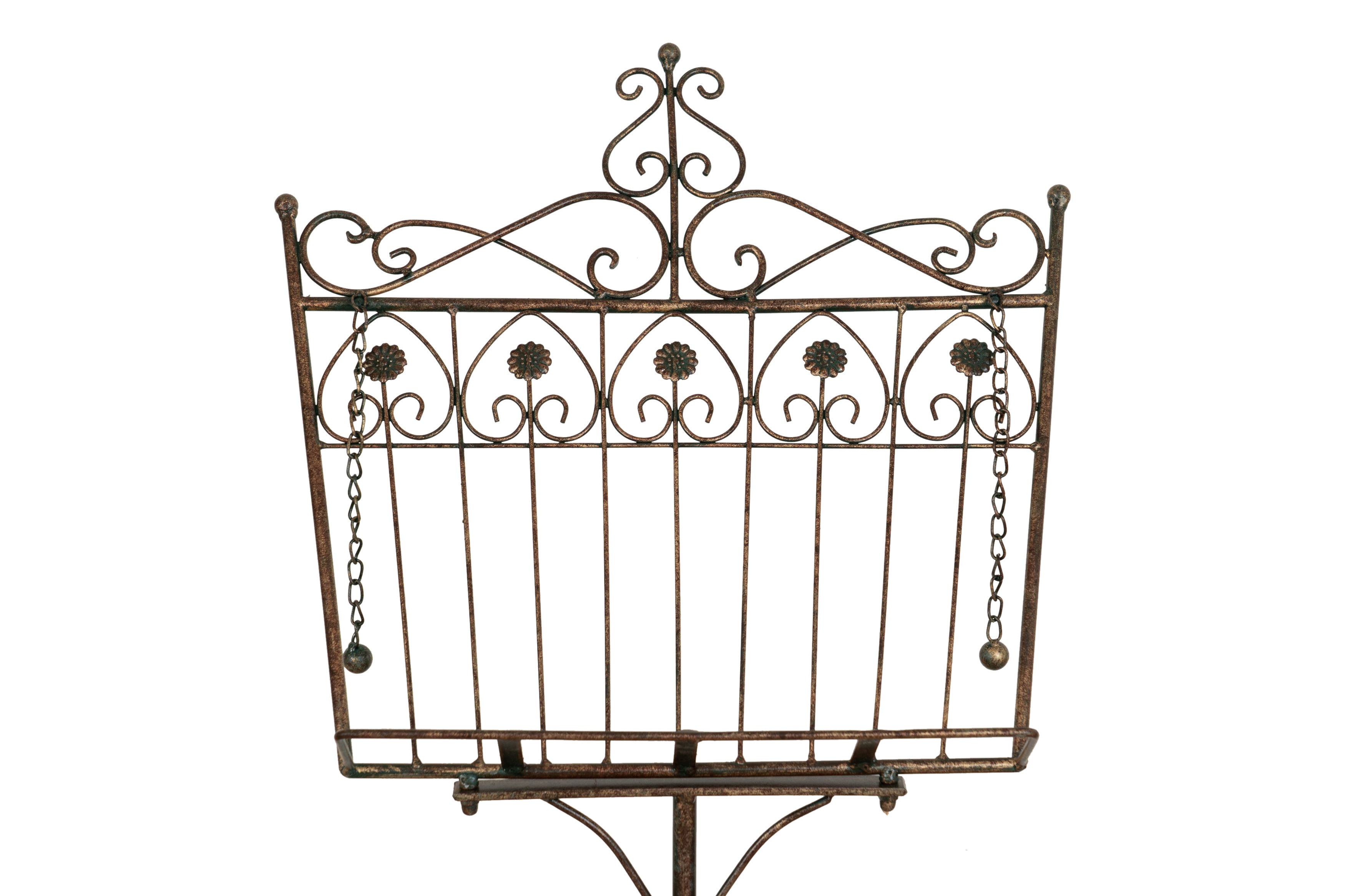 Biscottini Leggio da terra in ferro battuto pieno finitura ruggine anticata L46xPR32xH139 cm