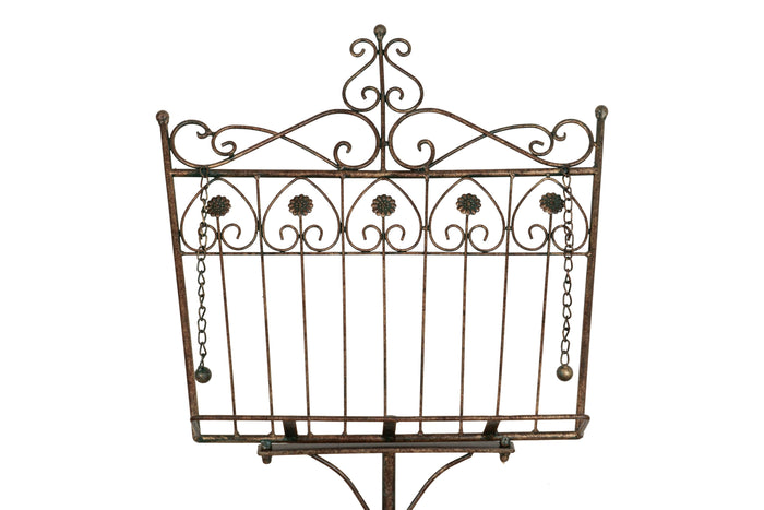 Biscottini Leggio da terra in ferro battuto pieno finitura ruggine anticata L46xPR32xH139 cm