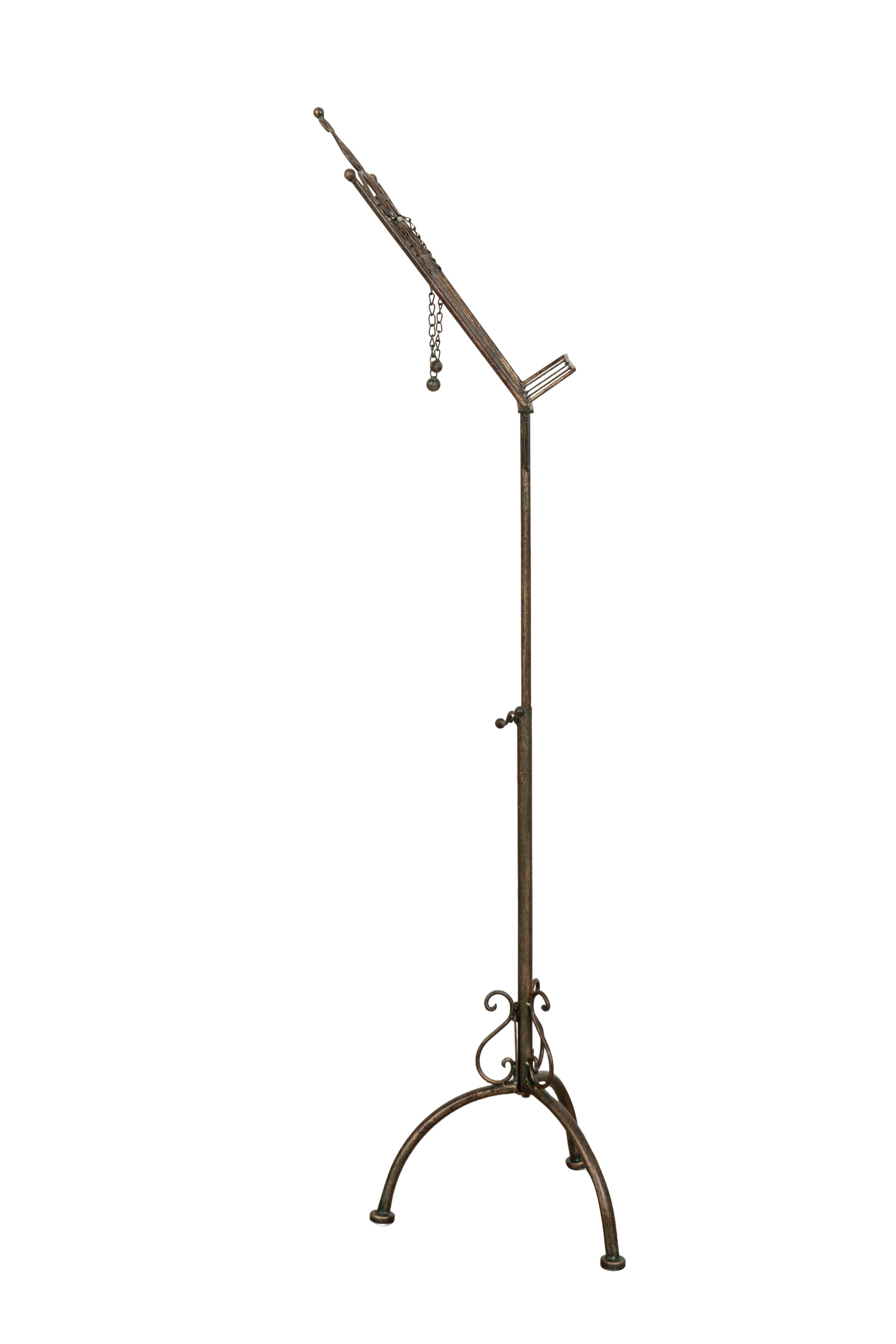 Biscottini Leggio da terra in ferro battuto pieno finitura ruggine anticata L46xPR32xH90-170 cm