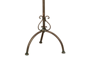 Biscottini Leggio da terra in ferro battuto pieno finitura ruggine anticata L46xPR32xH90-170 cm