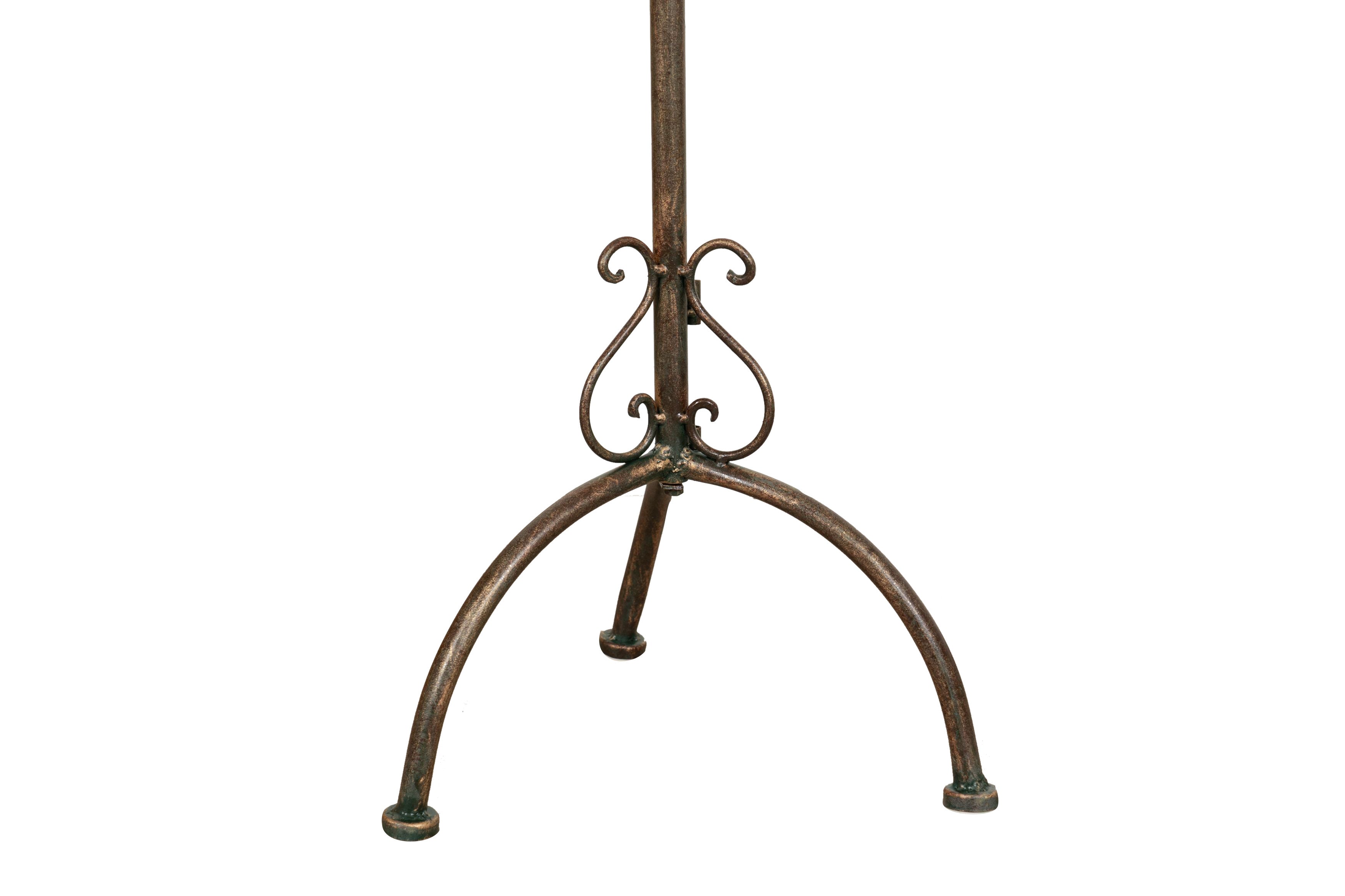 Biscottini Leggio da terra in ferro battuto pieno finitura ruggine anticata L46xPR32xH90-170 cm