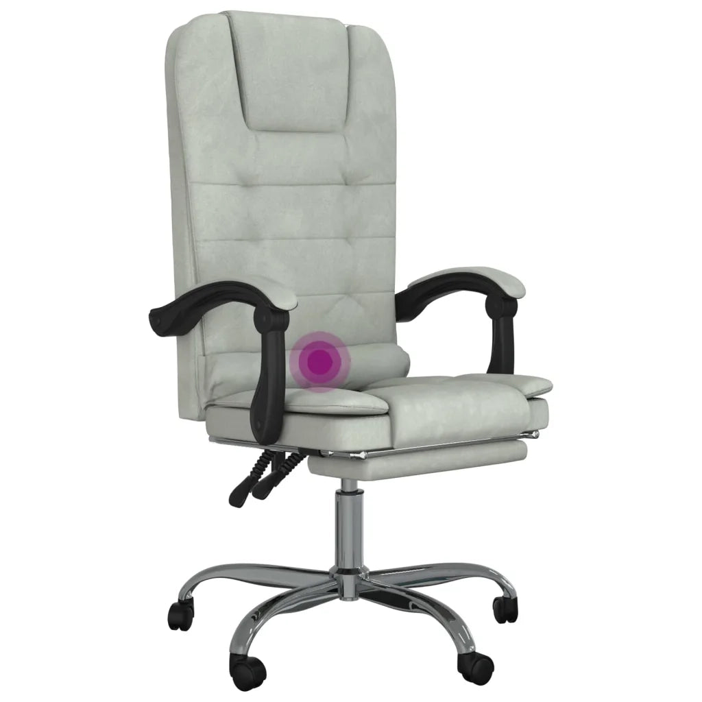 Sedia da Ufficio Massaggio Reclinabile Grigio chiaro in Velluto 349664