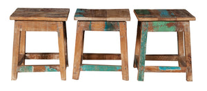 Biscottini PANCHETTO QUADRATO IN LEGNO VECCHIO RICICLATO DI TEAK dimensioni larghezza