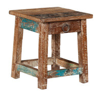 Biscottini PANCHETTO QUADRATO IN LEGNO VECCHIO RICICLATO DI TEAK dimensioni lunghezza