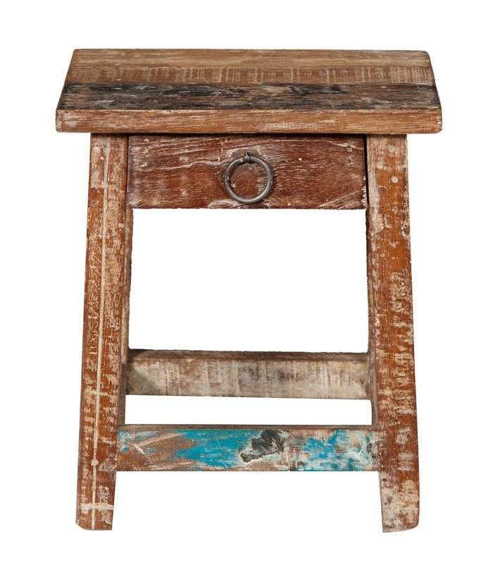 Biscottini PANCHETTO QUADRATO IN LEGNO VECCHIO RICICLATO DI TEAK dimensioni lunghezza