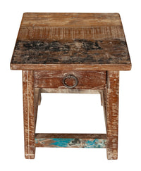 Biscottini PANCHETTO QUADRATO IN LEGNO VECCHIO RICICLATO DI TEAK dimensioni lunghezza