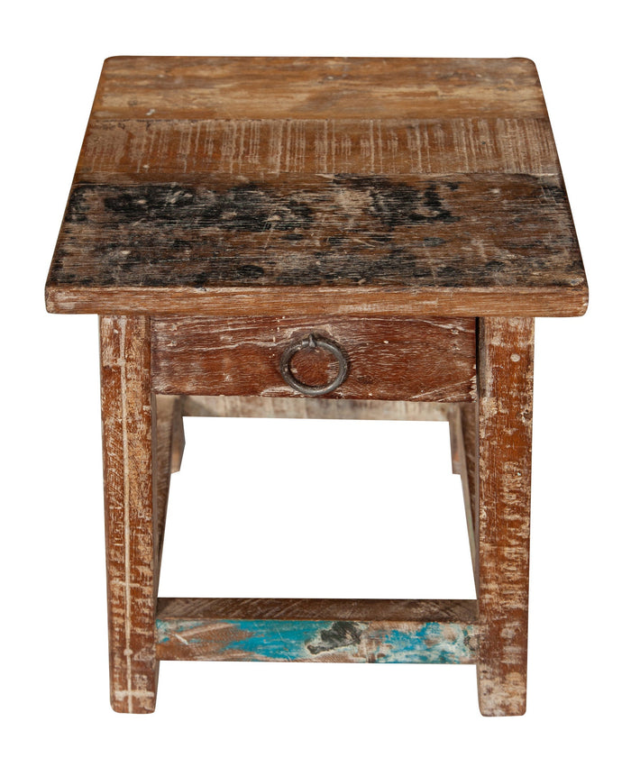 Biscottini PANCHETTO QUADRATO IN LEGNO VECCHIO RICICLATO DI TEAK dimensioni lunghezza