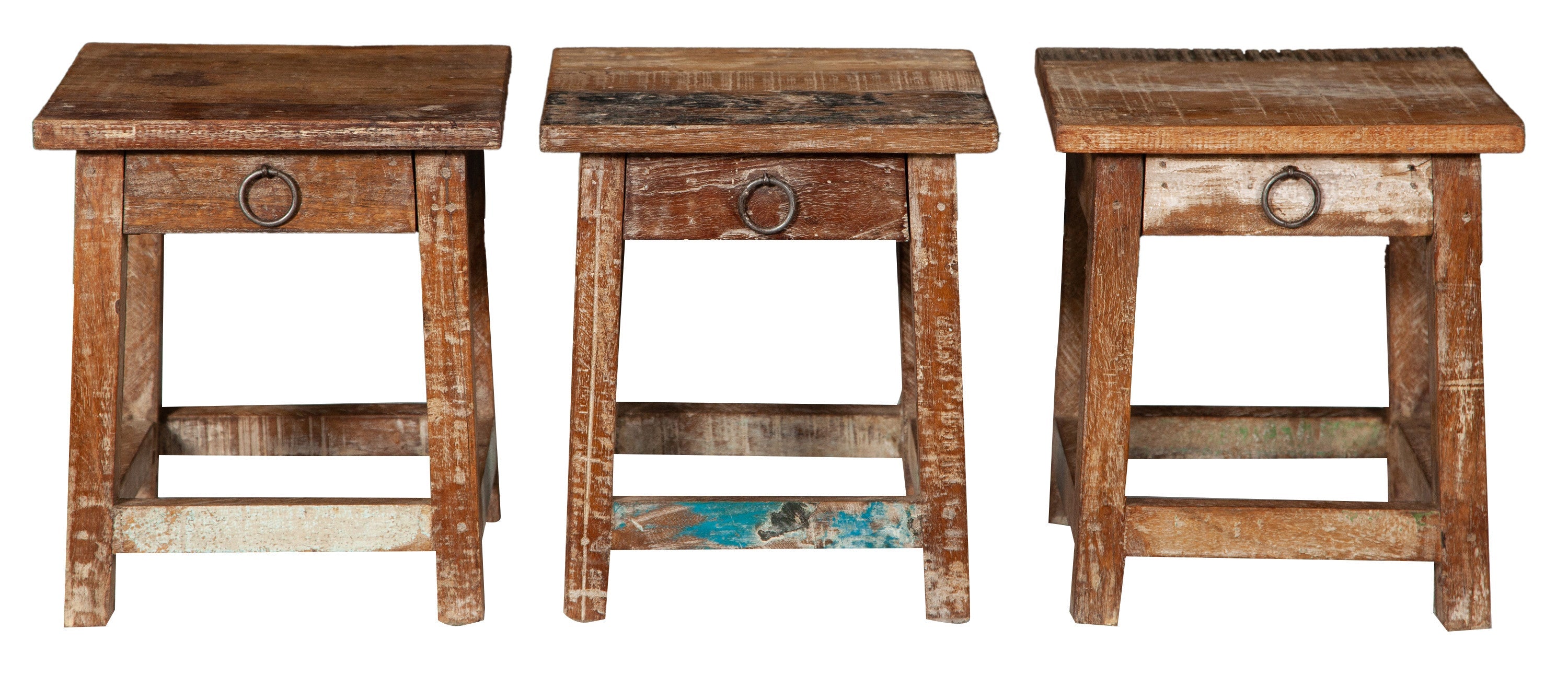 Biscottini PANCHETTO QUADRATO IN LEGNO VECCHIO RICICLATO DI TEAK dimensioni lunghezza