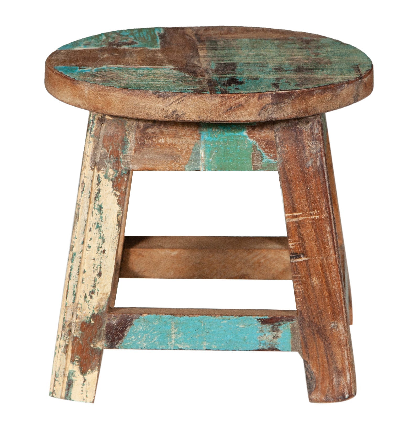 Biscottini PANCHETTO ROTONDO IN LEGNO VECCHIO RICICLATO DI TEAK dimensioni lunghezza