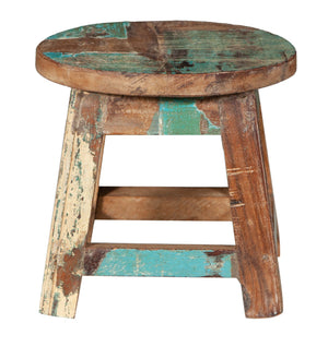 Biscottini PANCHETTO ROTONDO IN LEGNO VECCHIO RICICLATO DI TEAK dimensioni lunghezza