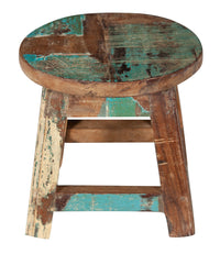 Biscottini PANCHETTO ROTONDO IN LEGNO VECCHIO RICICLATO DI TEAK dimensioni lunghezza