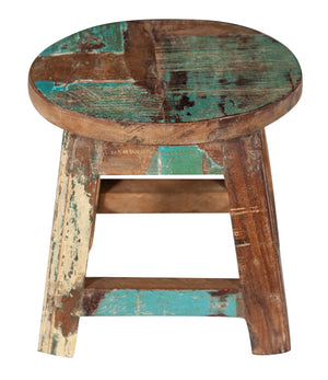 Biscottini PANCHETTO ROTONDO IN LEGNO VECCHIO RICICLATO DI TEAK dimensioni lunghezza