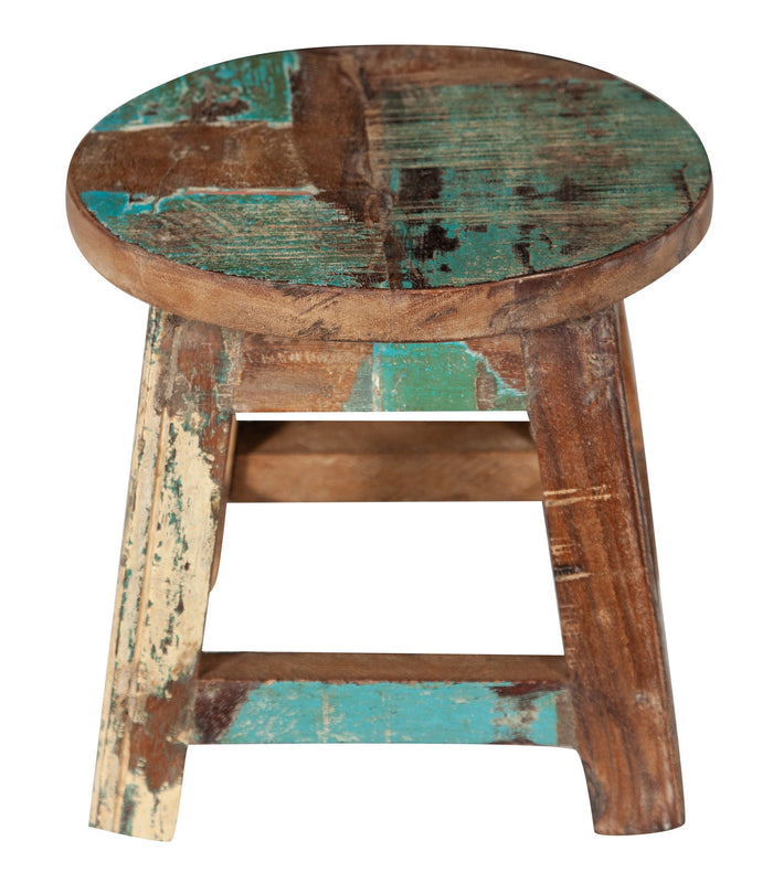 Biscottini PANCHETTO ROTONDO IN LEGNO VECCHIO RICICLATO DI TEAK dimensioni lunghezza