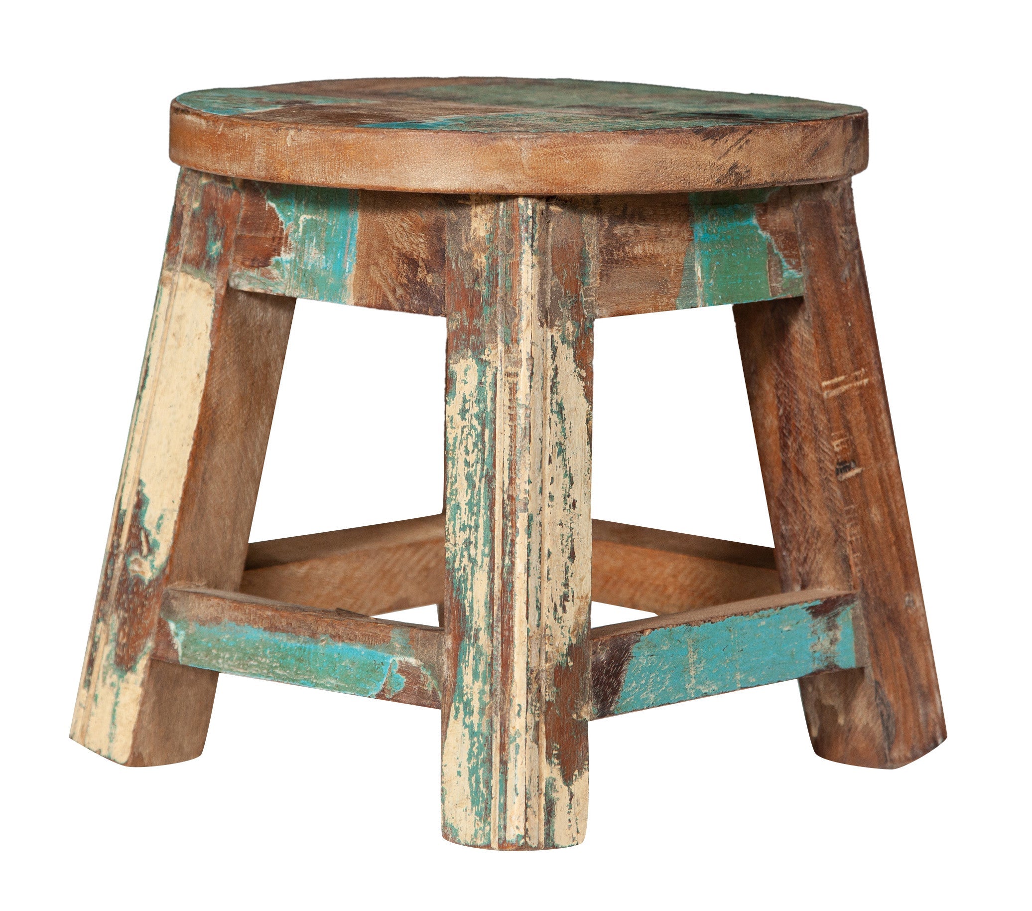 Biscottini PANCHETTO ROTONDO IN LEGNO VECCHIO RICICLATO DI TEAK dimensioni lunghezza