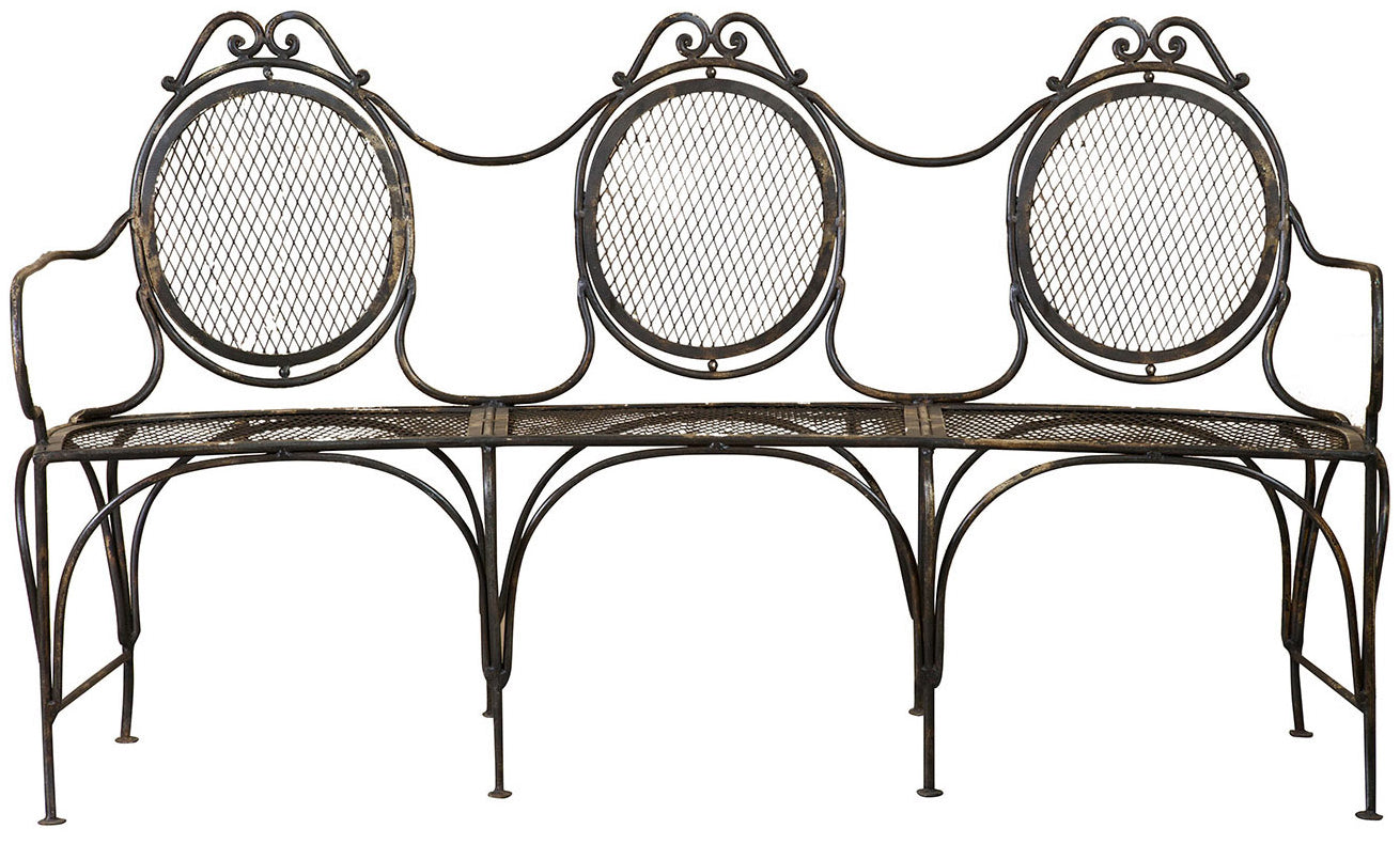 Biscottini Panchina in ferro battuto L176xPR58xH102 cm Robusta stabile panca Offerta