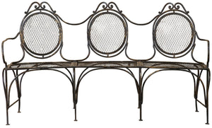 Biscottini Panchina in ferro battuto L176xPR58xH102 cm Robusta stabile panca Offerta