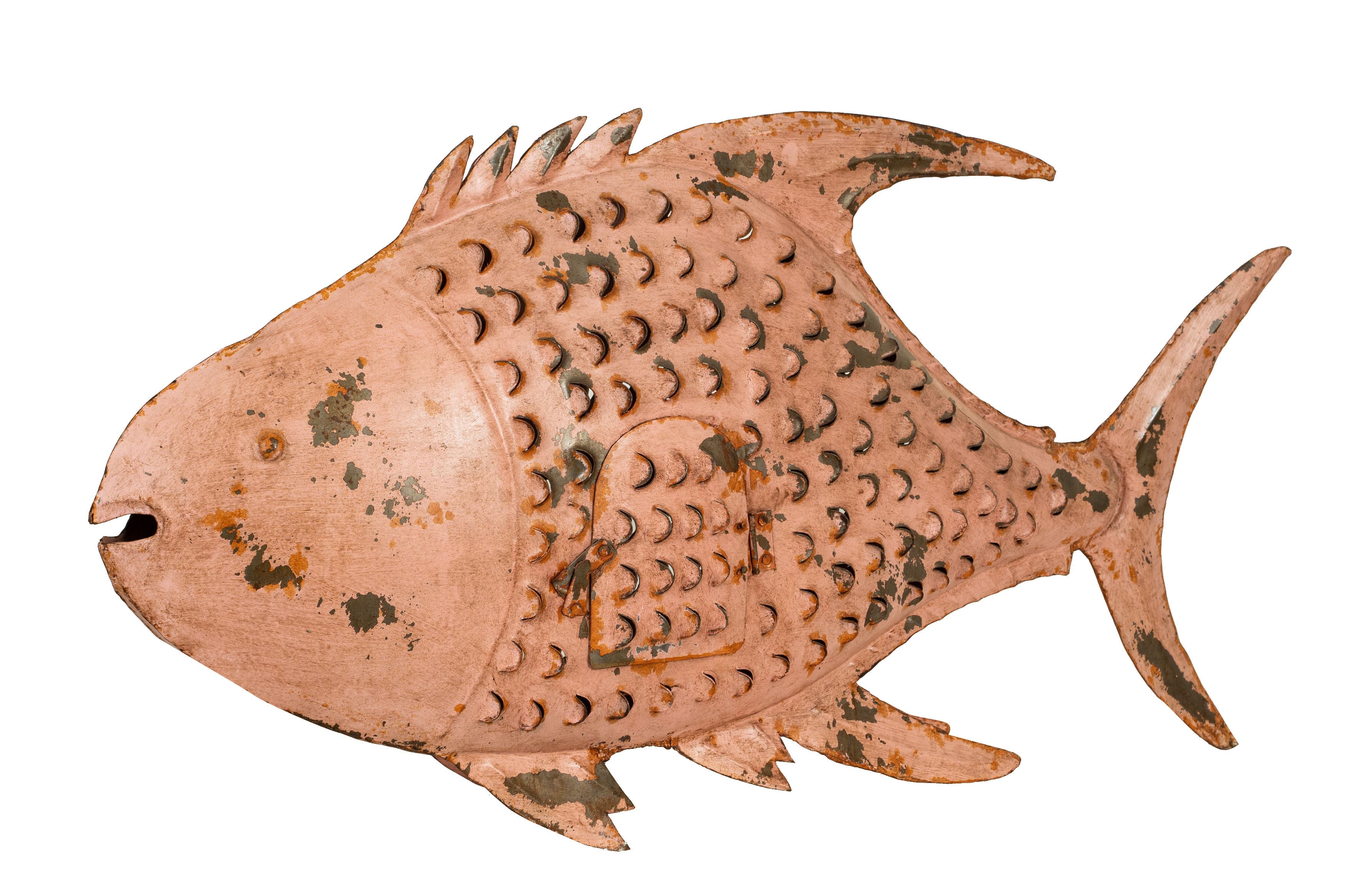 Biscottini Pesce porta candela in ferro dipinto a mano Originale lanterna forma Offerta