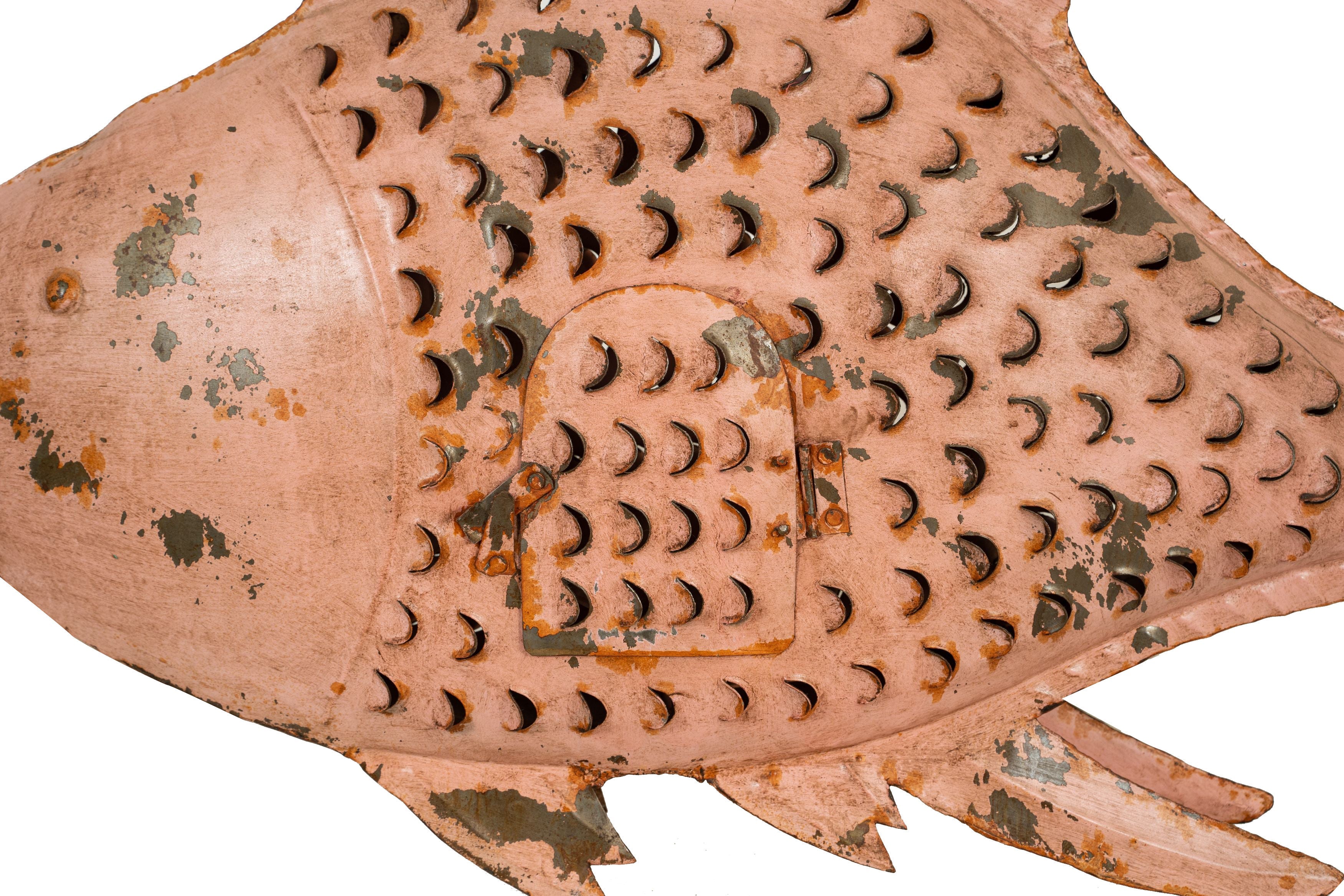 Biscottini Pesce porta candela in ferro dipinto a mano Originale lanterna forma Offerta