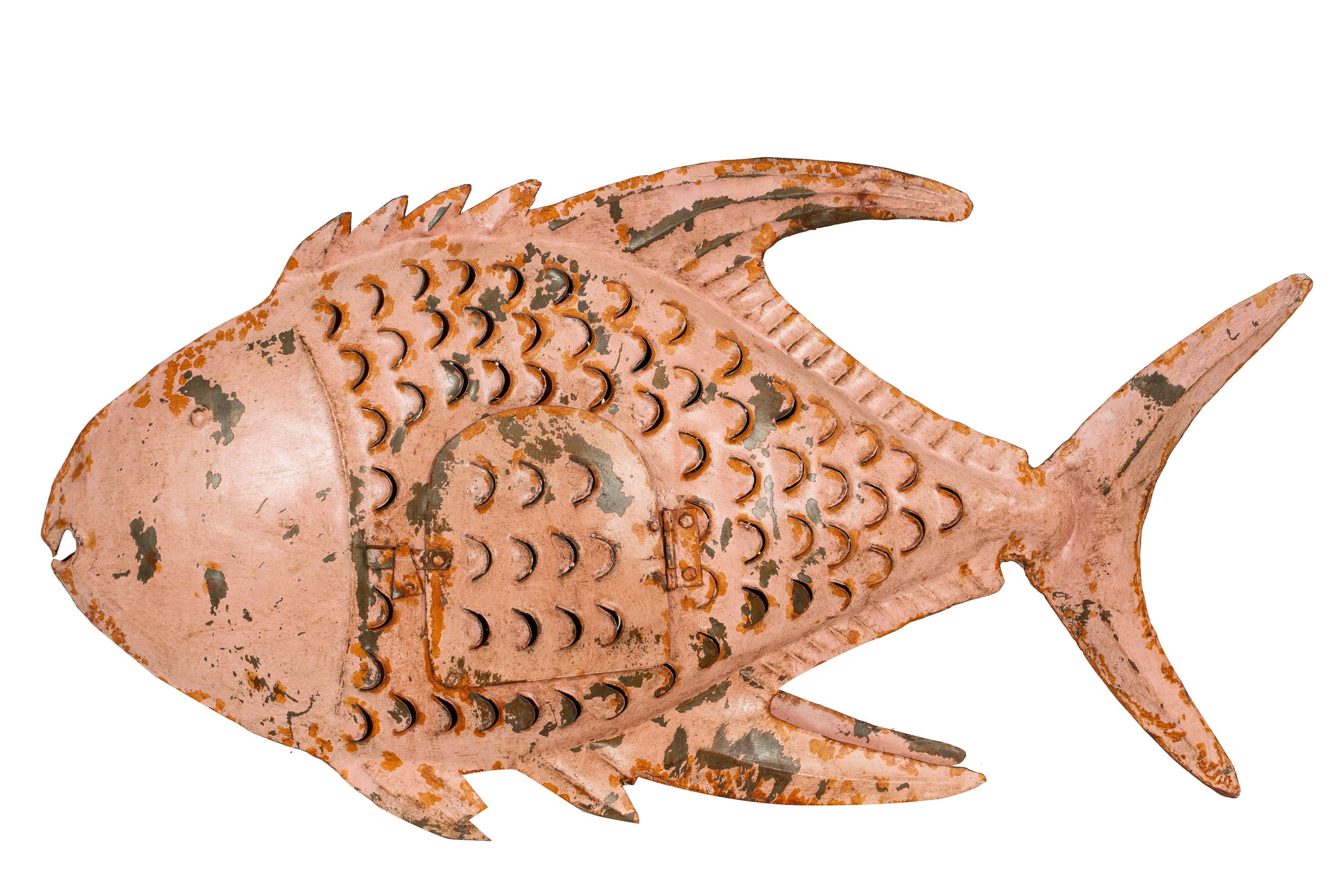 Biscottini Pesce porta candela in ferro dipinto a mano Originale lanterna forma Offerta