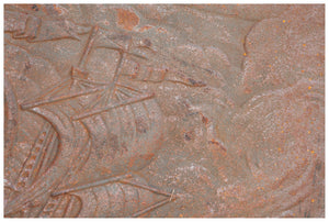 Biscottini Piastra da camino in fusione di ghisa L102xPR2,5xH75 cm ruggine al naturale