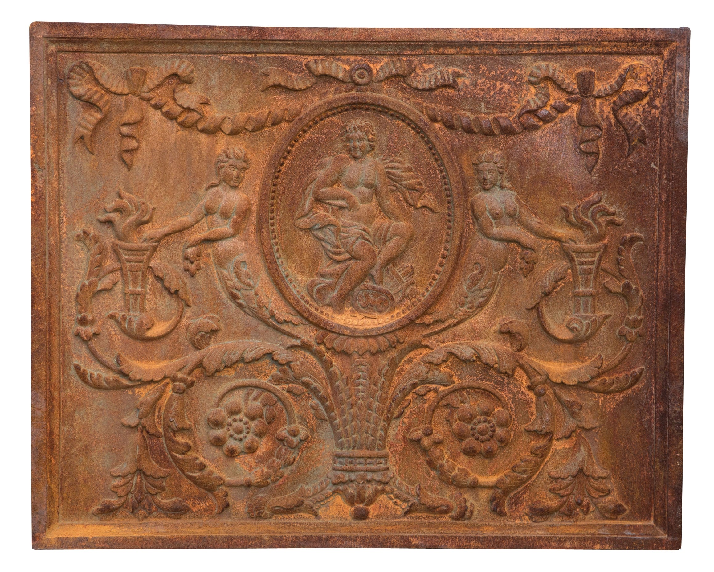 Biscottini PIASTRA DA CAMINO IN FUSIONE DI GHISA L65XPR2XH81 CM RUGGINE AL NATURALE