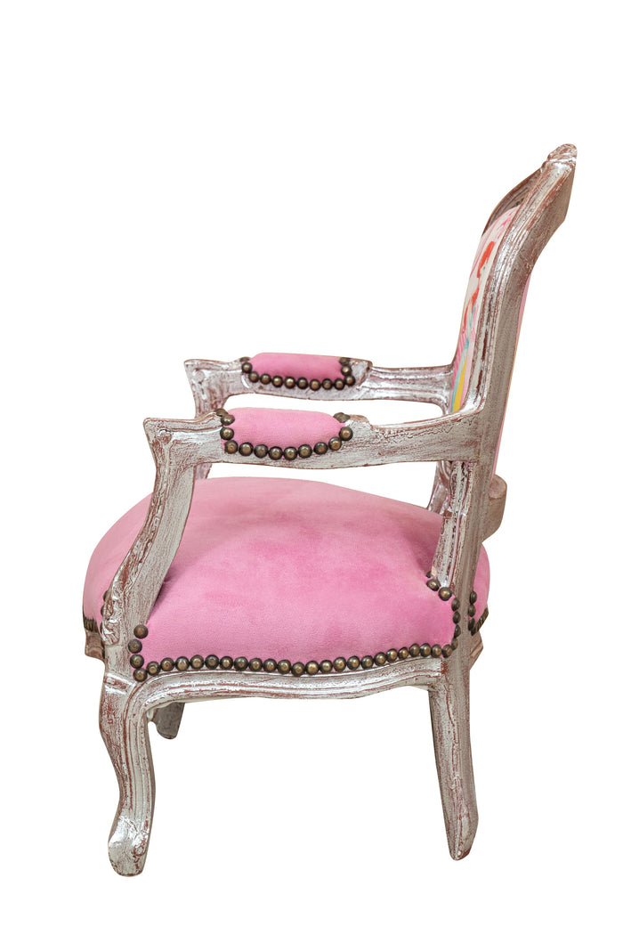 Biscottini POLTRONA DA BAMBINO STILE FRANCESE LUIGI XVI IN LEGNO MASSELLO DI FAGGIO Sedia