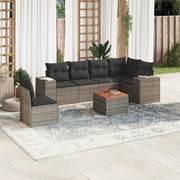 Set Divani da Giardino 7 pz con Cuscini Grigio in Polyrattan 3225472