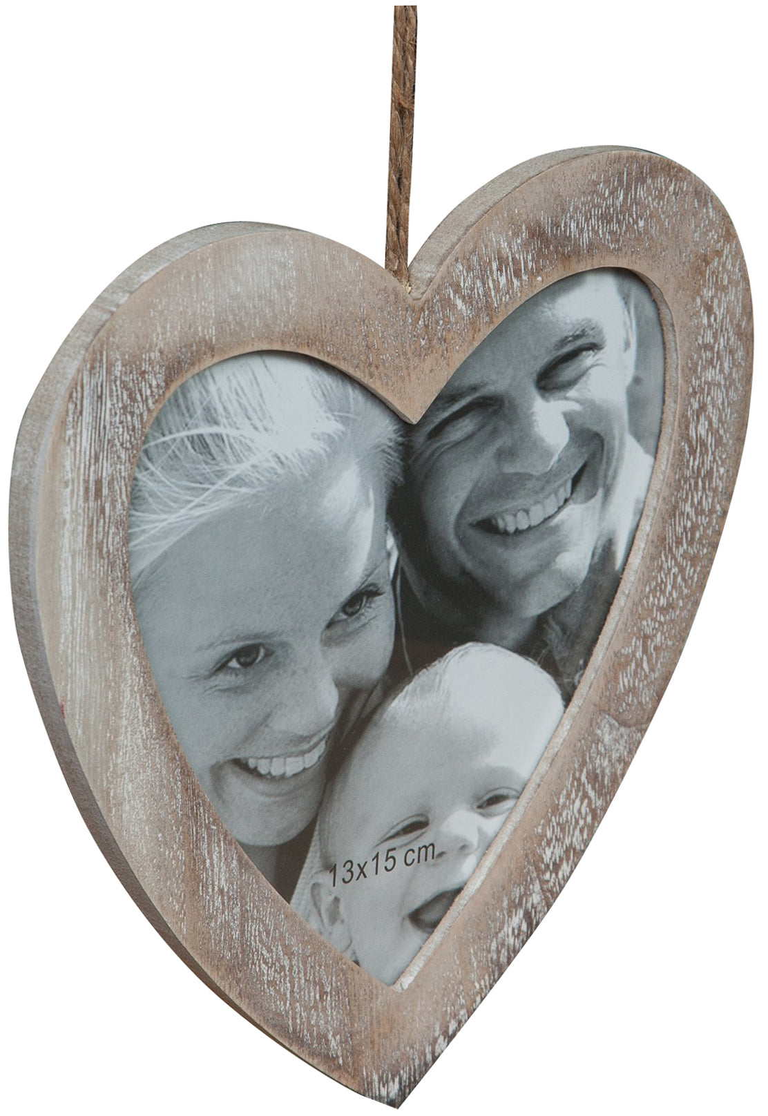 Biscottini Portafoto da appendere a cuore in legno finitura Shabby appoggio L20xPR1xH19,5