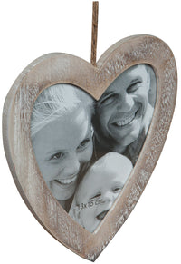 Biscottini Portafoto da appendere a cuore in legno finitura Shabby appoggio L20xPR1xH19,5