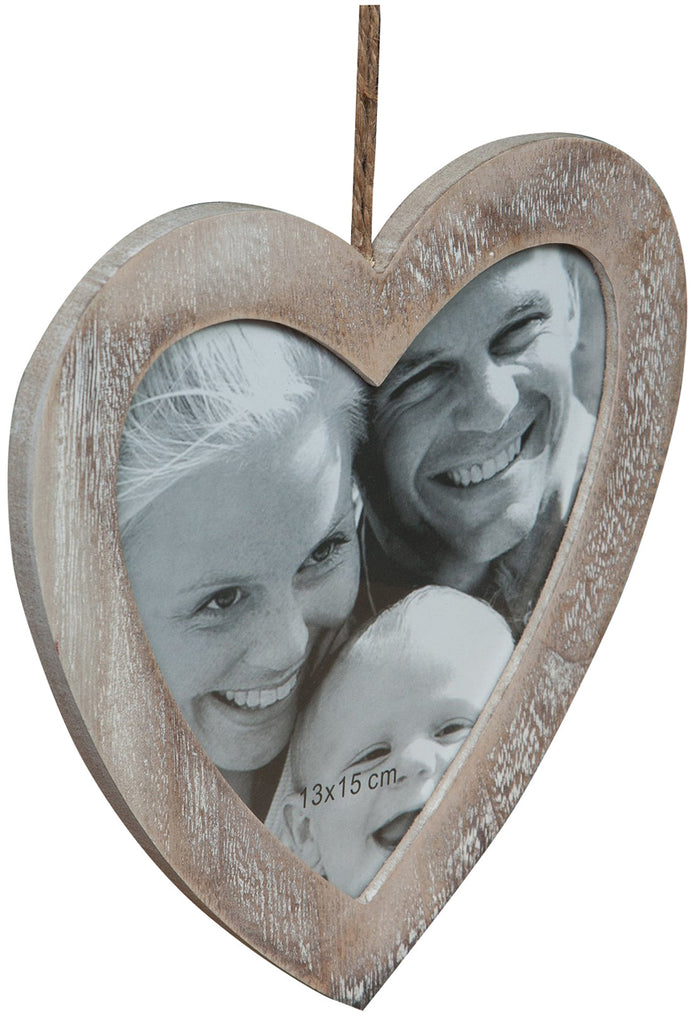Biscottini Portafoto da appendere a cuore in legno finitura Shabby appoggio L20xPR1xH19,5