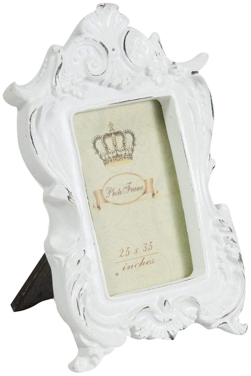 Biscottini Portafoto da appoggio in resina finitura bianca anticata L10,5xPR2xH15 cm