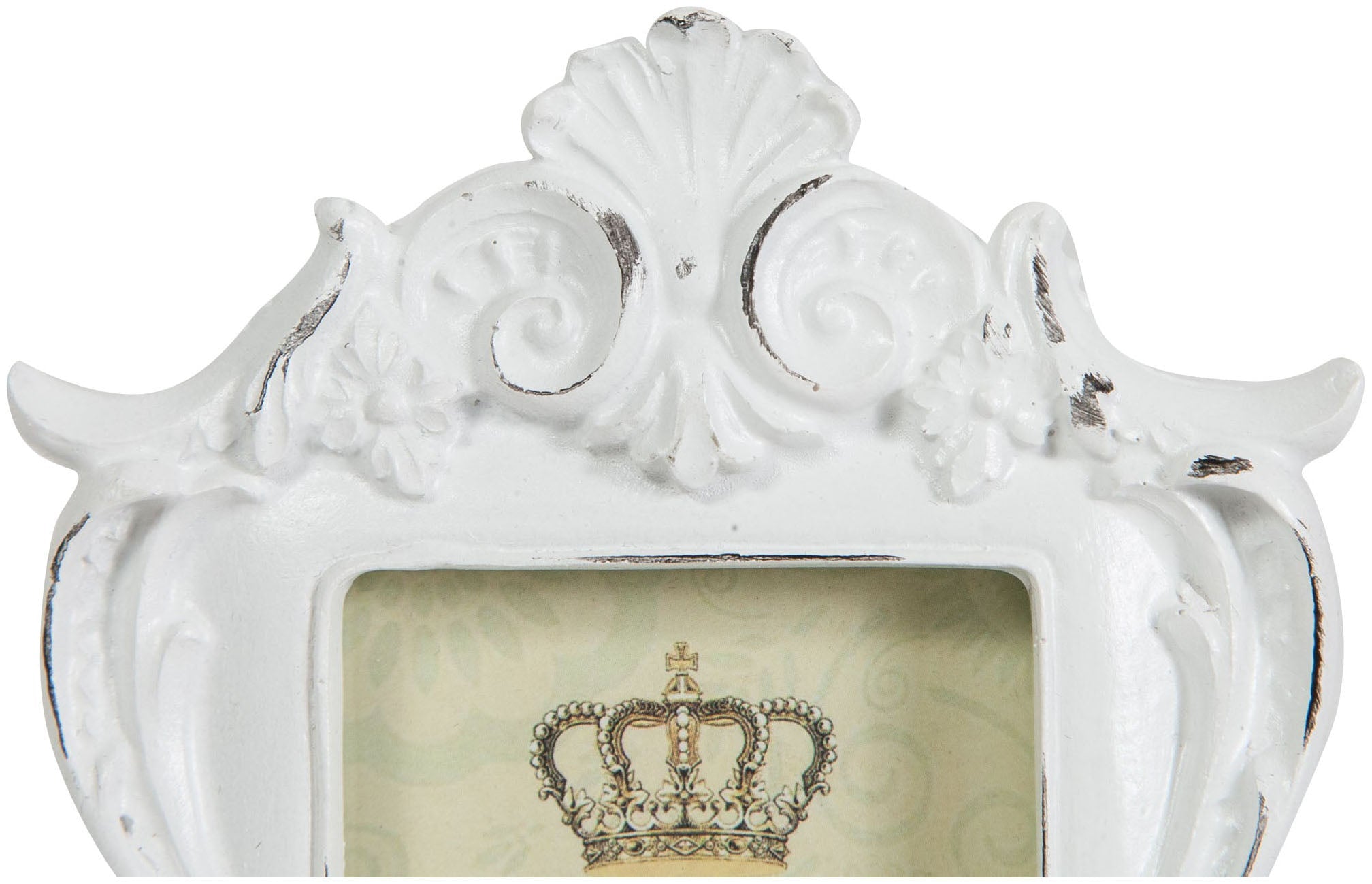 Biscottini Portafoto da appoggio in resina finitura bianca anticata L10,5xPR2xH15 cm