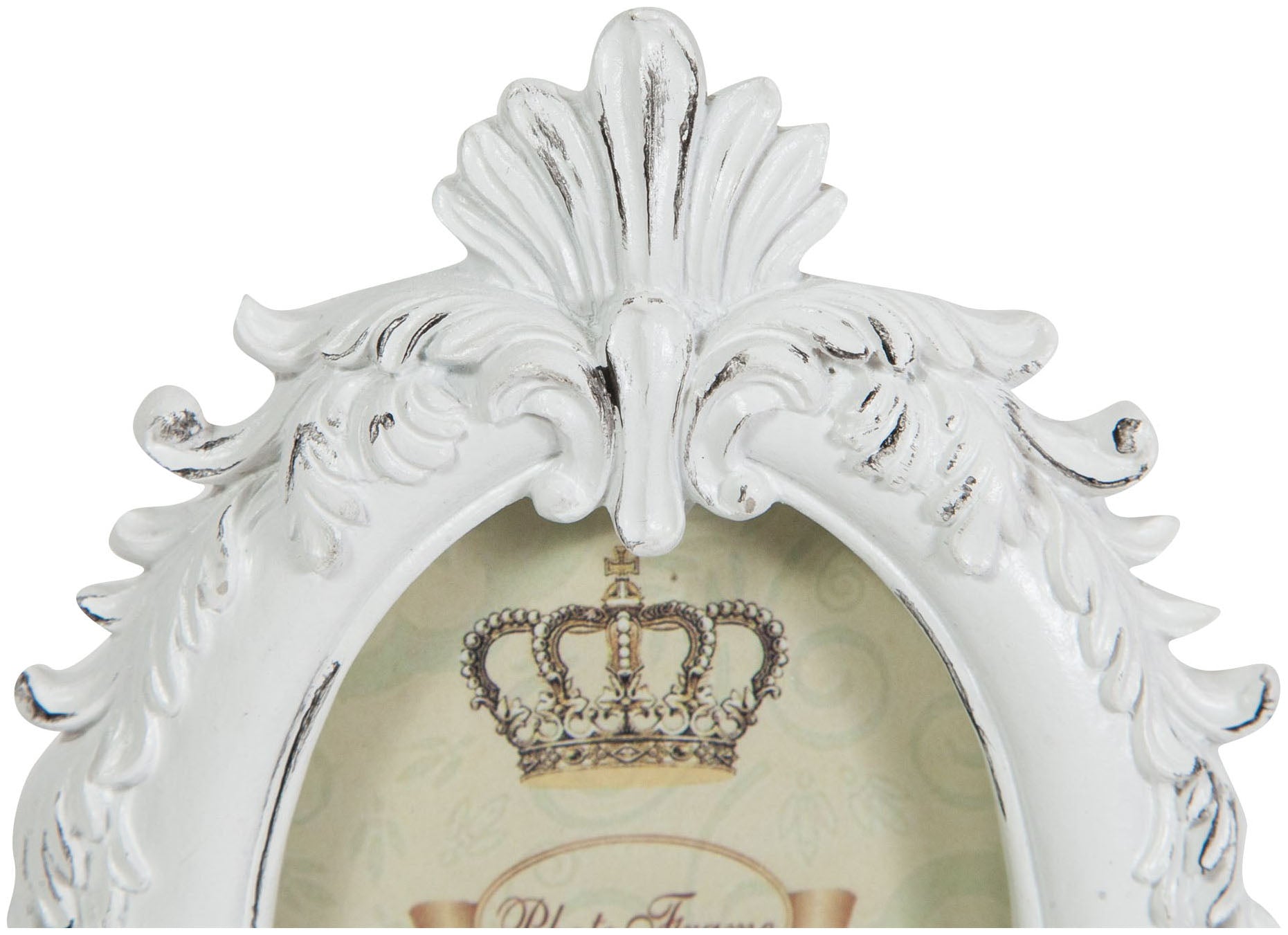 Biscottini Portafoto da appoggio in resina finitura bianca anticata L10xPR2xH13,5 cm