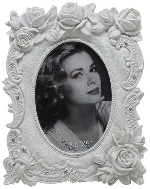 Biscottini Portafoto da appoggio in resina finitura bianca anticata L14,5xPR3xH19,5 cm