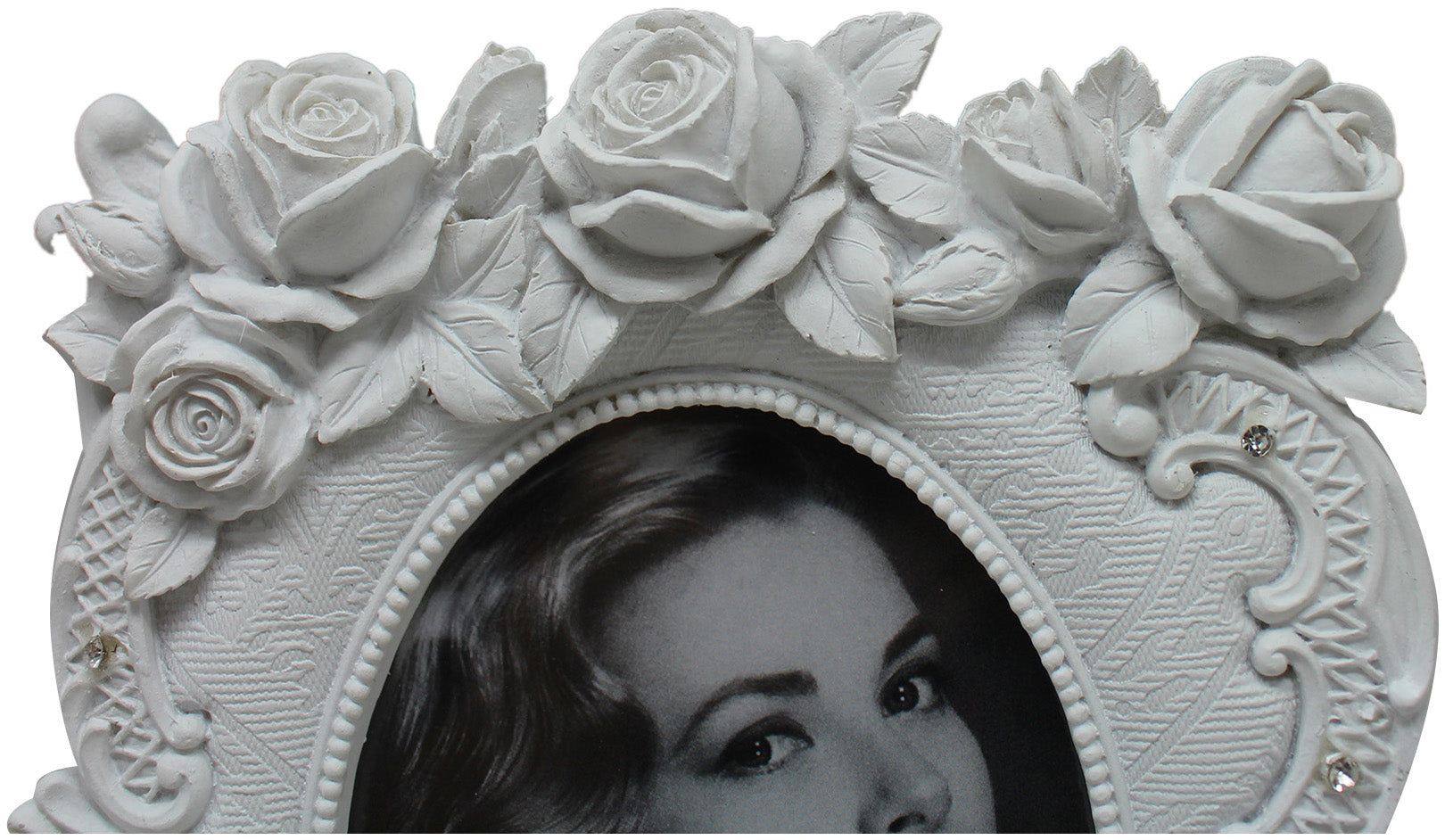 Biscottini Portafoto da appoggio in resina finitura bianca anticata L14,5xPR3xH19,5 cm