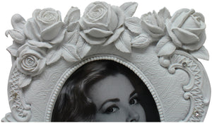Biscottini Portafoto da appoggio in resina finitura bianca anticata L14,5xPR3xH19,5 cm