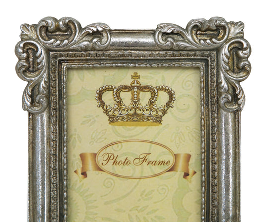 Biscottini PORTAFOTO DA APPOGGIO VERTICALE/ORIZZONTALE IN RESINA FINITURA ARGENTO ANTICATA L13,5XPR2XH17 CM