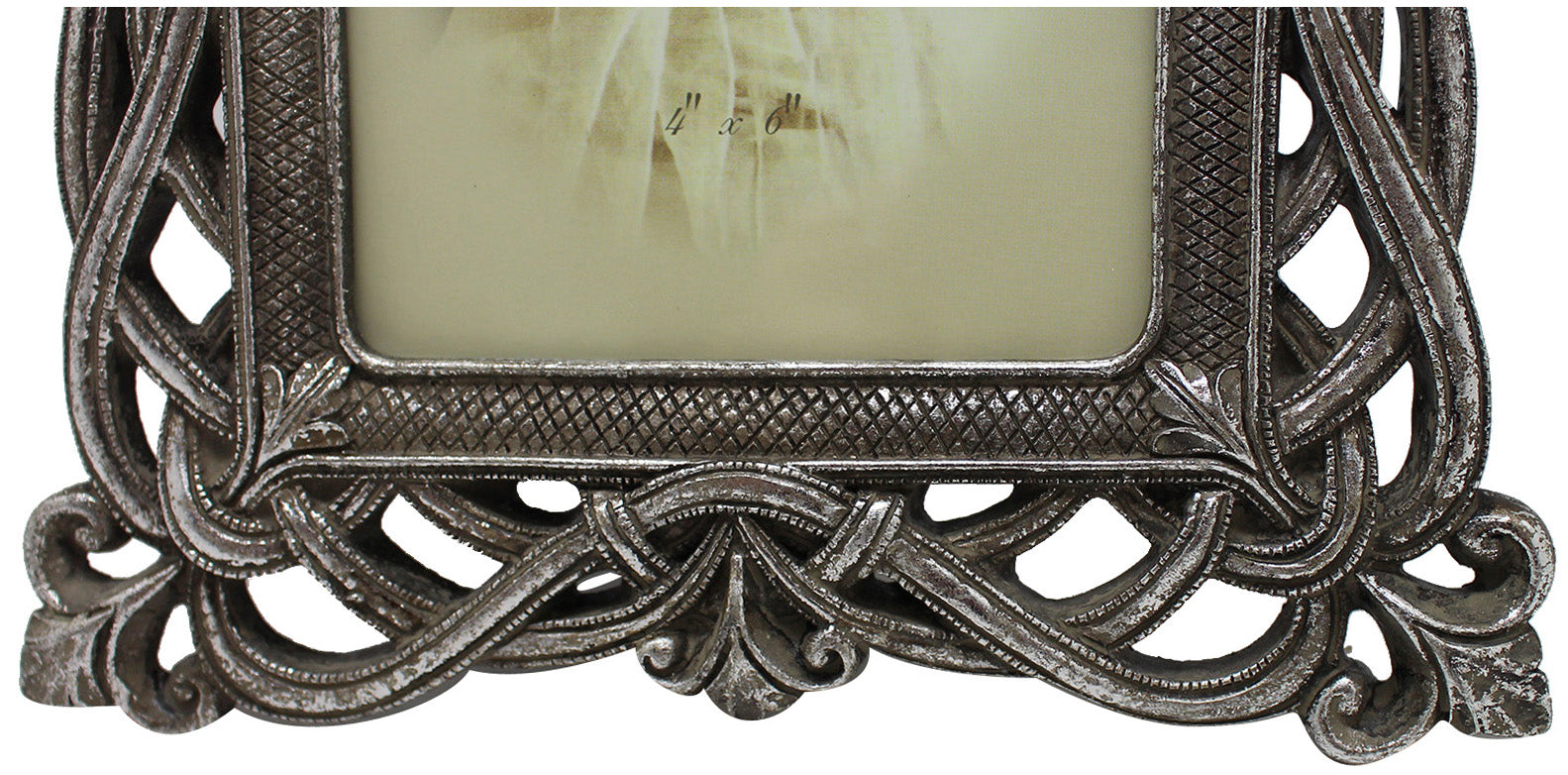 Biscottini Portafoto da appoggio verticale/orizzontale in resina finitura argento anticata L18,5xPR2xH24 cm