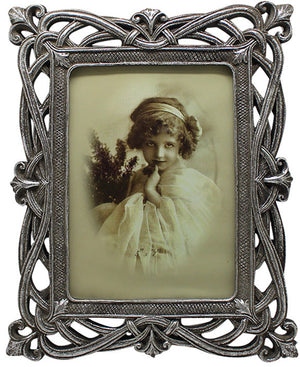 Biscottini Portafoto da appoggio verticale/orizzontale in resina finitura argento anticata L21xPR2xH26 cm