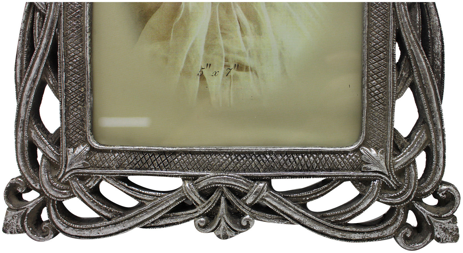 Biscottini Portafoto da appoggio verticale/orizzontale in resina finitura argento anticata L21xPR2xH26 cm